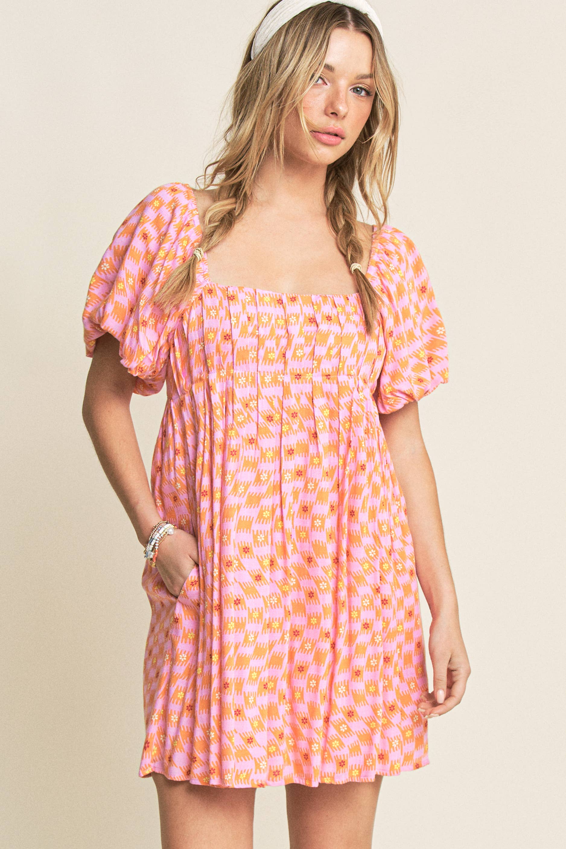 Hersy - Wholesale Dress - Women's - PUFF SLEEVE MINI DRESS- HD022017