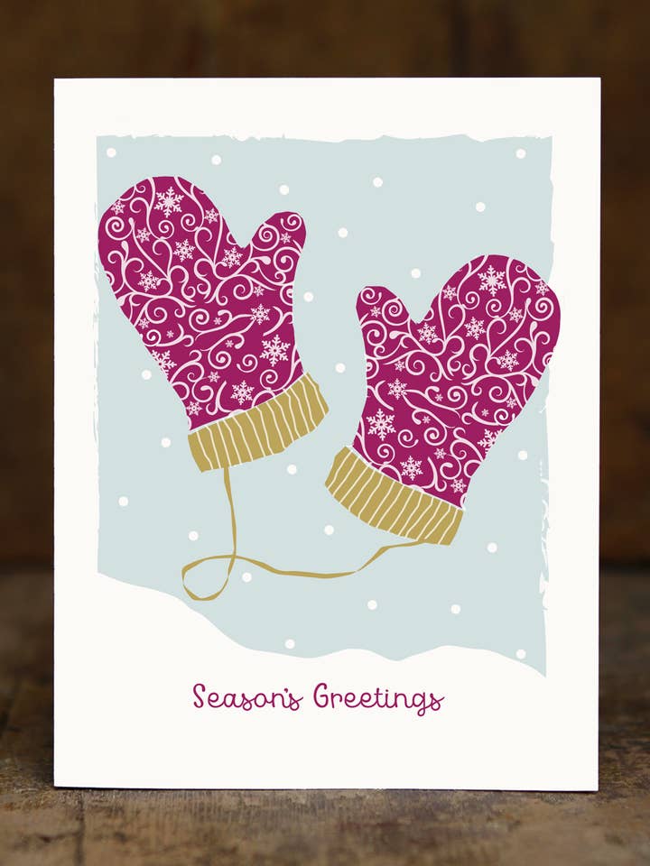 Mittens Season's Greetings Card for wholesale by Sugarhill Card Co
