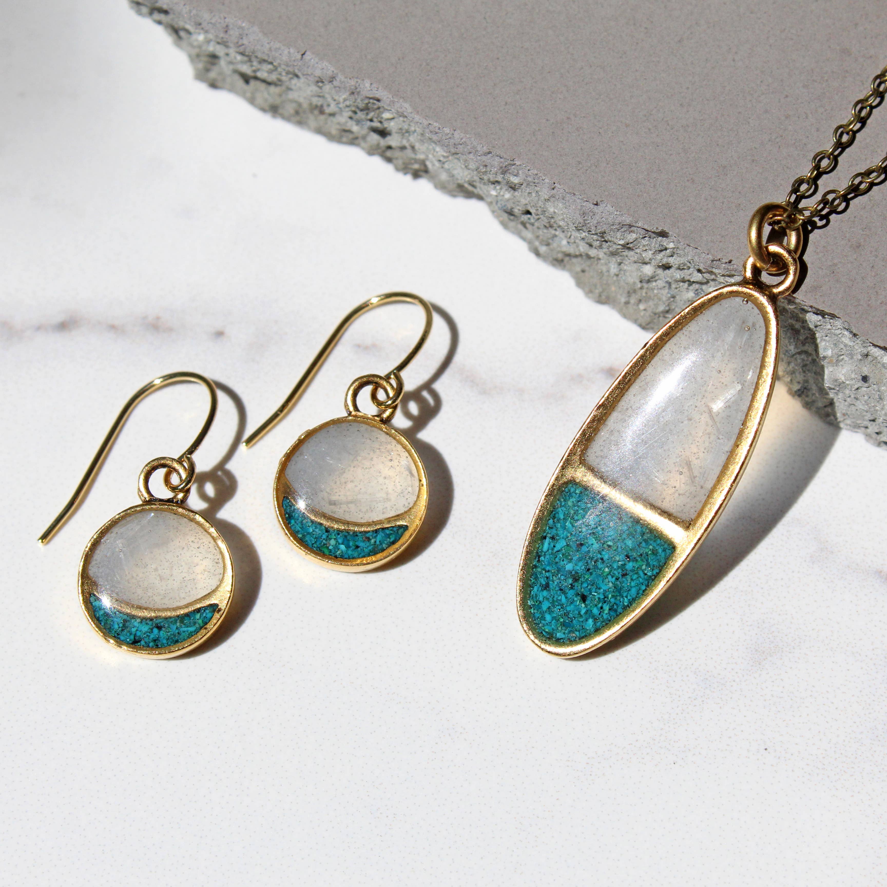 Cameoko - Wholesale Dangle Earrings - Mini Moon crushed gemstone earrings3