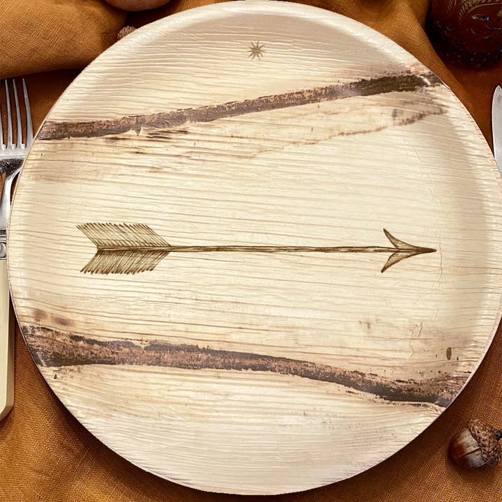 maaterra - Wholesale Disposable Plate - Compostable Palm Leaf Plates - Single Arrow, 6-12"1