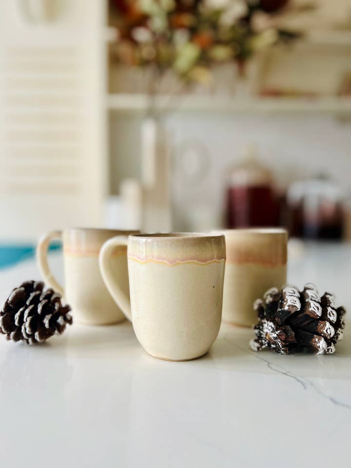 Ceramic sloped Coffee Mug - handmade mug-12 ounce for wholesale by Hands On Ceramics