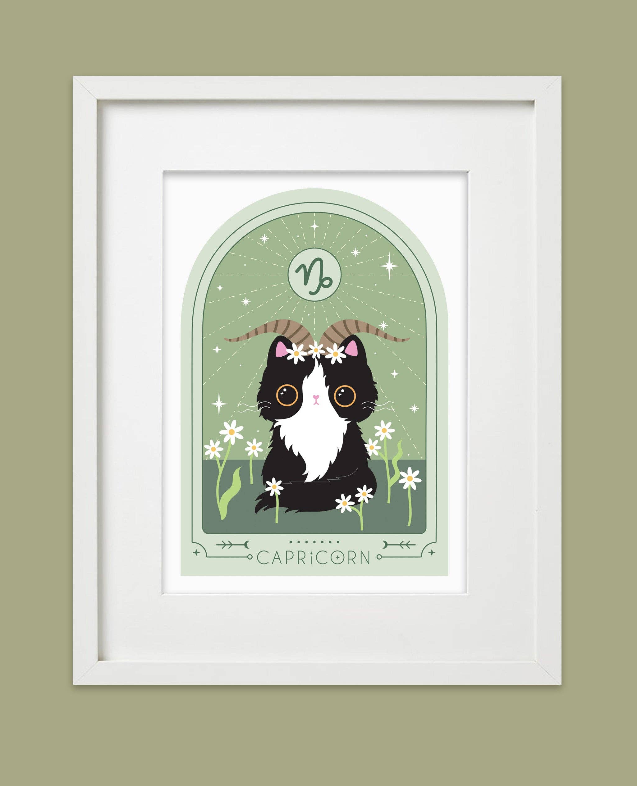 Paper Cat Club – wholesale Art print – Capricorn Zodiac Kitty Art print cute star sign print - Astrology art2
