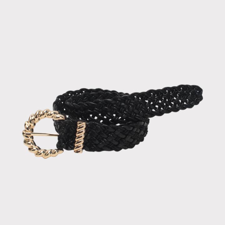 Braided belt, rounded buckle with braided effect for wholesale by BESTINI