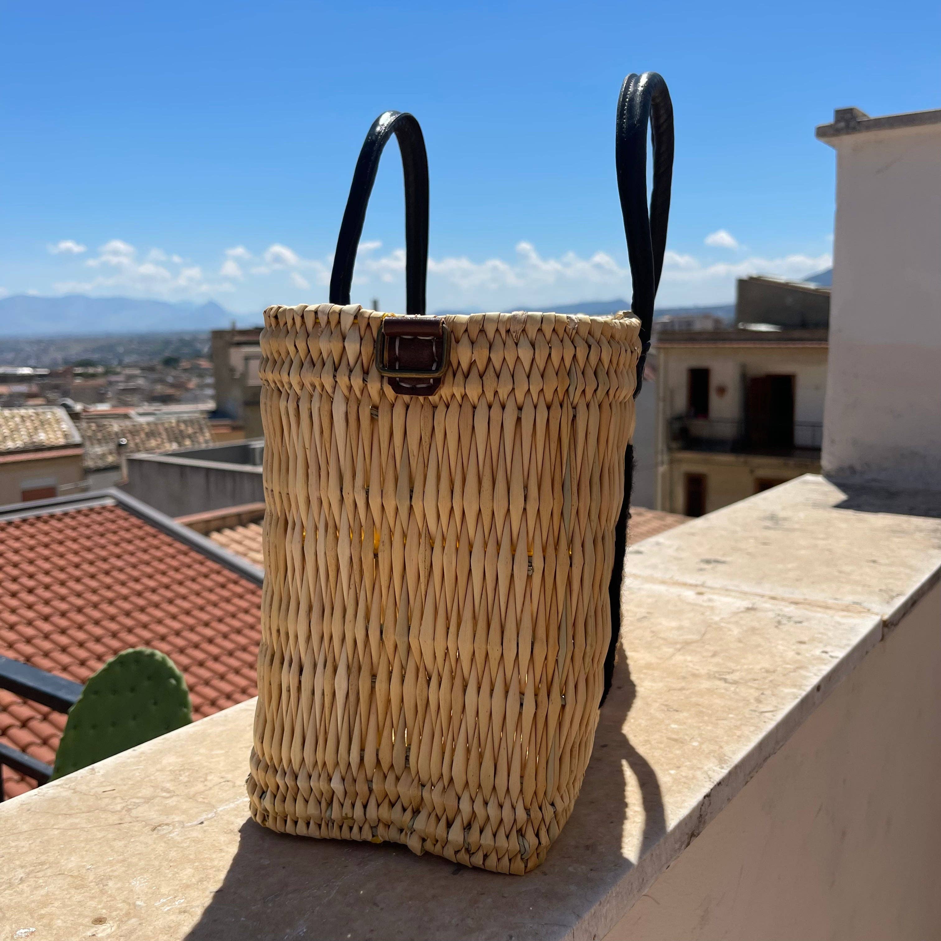 Oriana Lamarca Designs - Wholesale Tote Bag - Women's - CIAO Black Leather Handle Reed Bag4