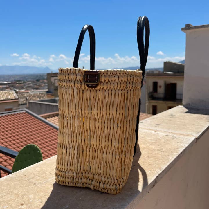 Oriana Lamarca Designs - Wholesale Tote Bag - Women's - CIAO Black Leather Handle Reed Bag4