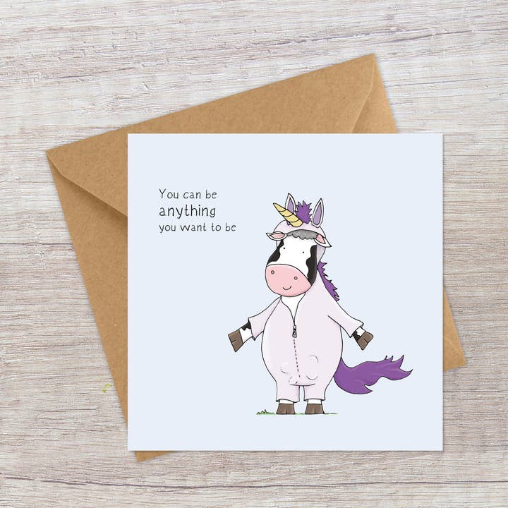 You can be anything - Positive - Fun cows for wholesale by Lucy Driver Illustration
