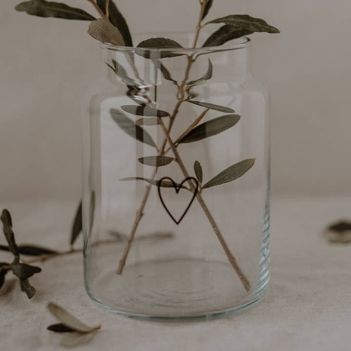 Jarrón grande de cristal en forma de corazón (VE = 6 piezas) para venta al por mayor de Eulenschnitt