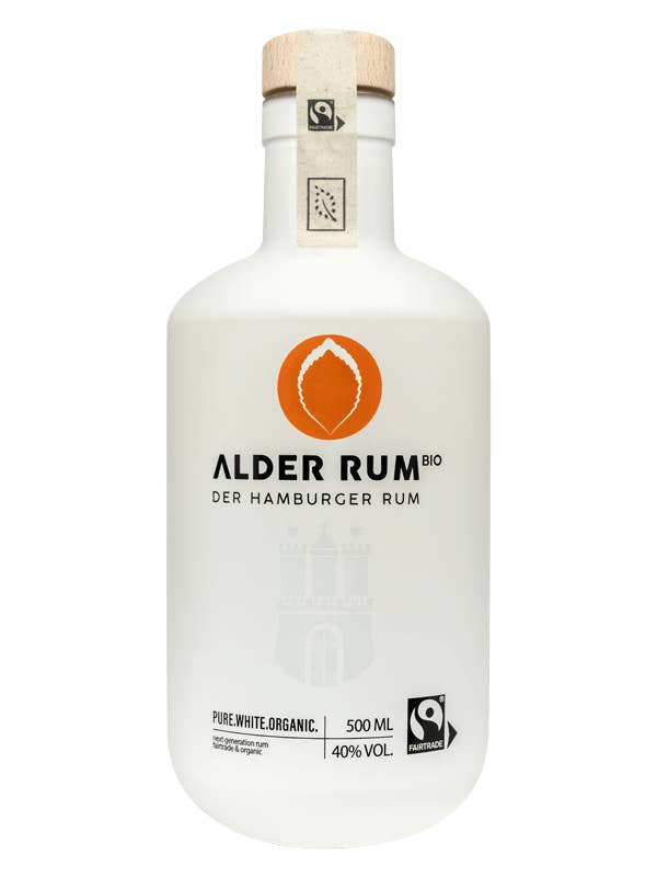 ALDER RUM Bio “PURE.WHITE.ORGANIC.” Hamburg Edition Flasche für den Großhandel von ALDER Hamburg e.K.