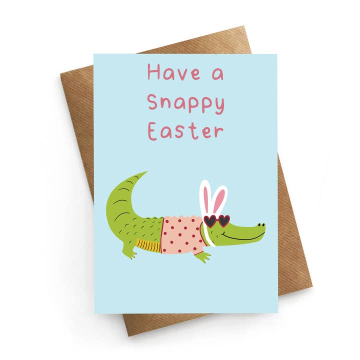 Carte de Pâques Joyeuse - Crocodile de Pâques - Carte de Pâques Mignonne pour la vente par STUCK SHOP GIFTS