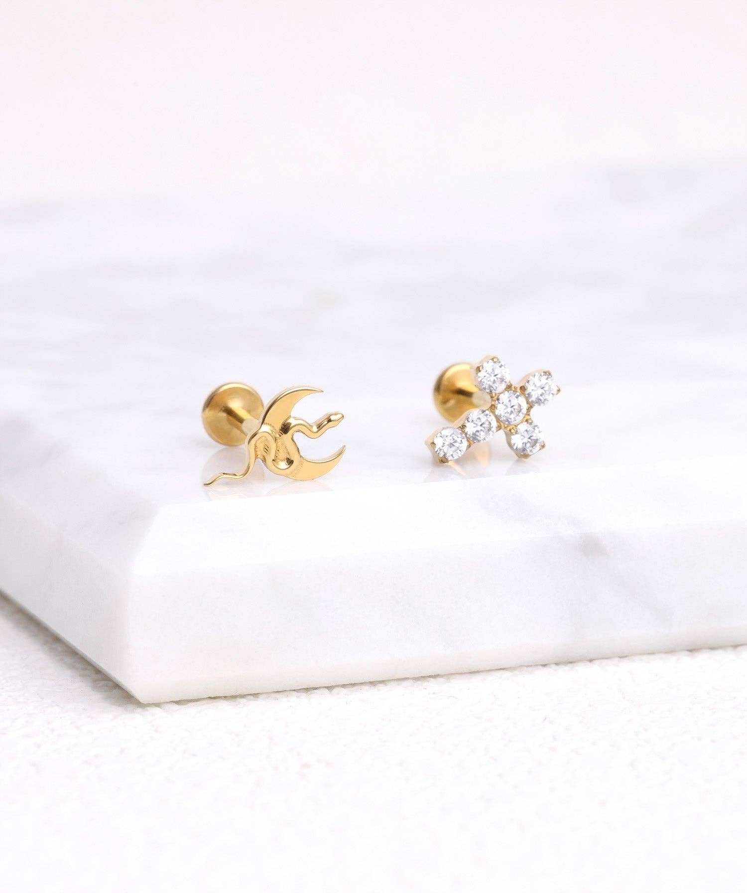 oumo jewelry - Wholesale Stud/Post Earrings - Titanium Cross Gems Stud5