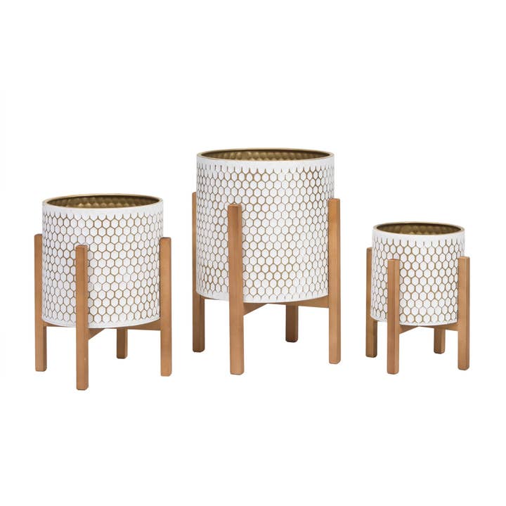 Honeycomb Modern Planter With Kinsley Base for wholesale by Aspire Home Accents