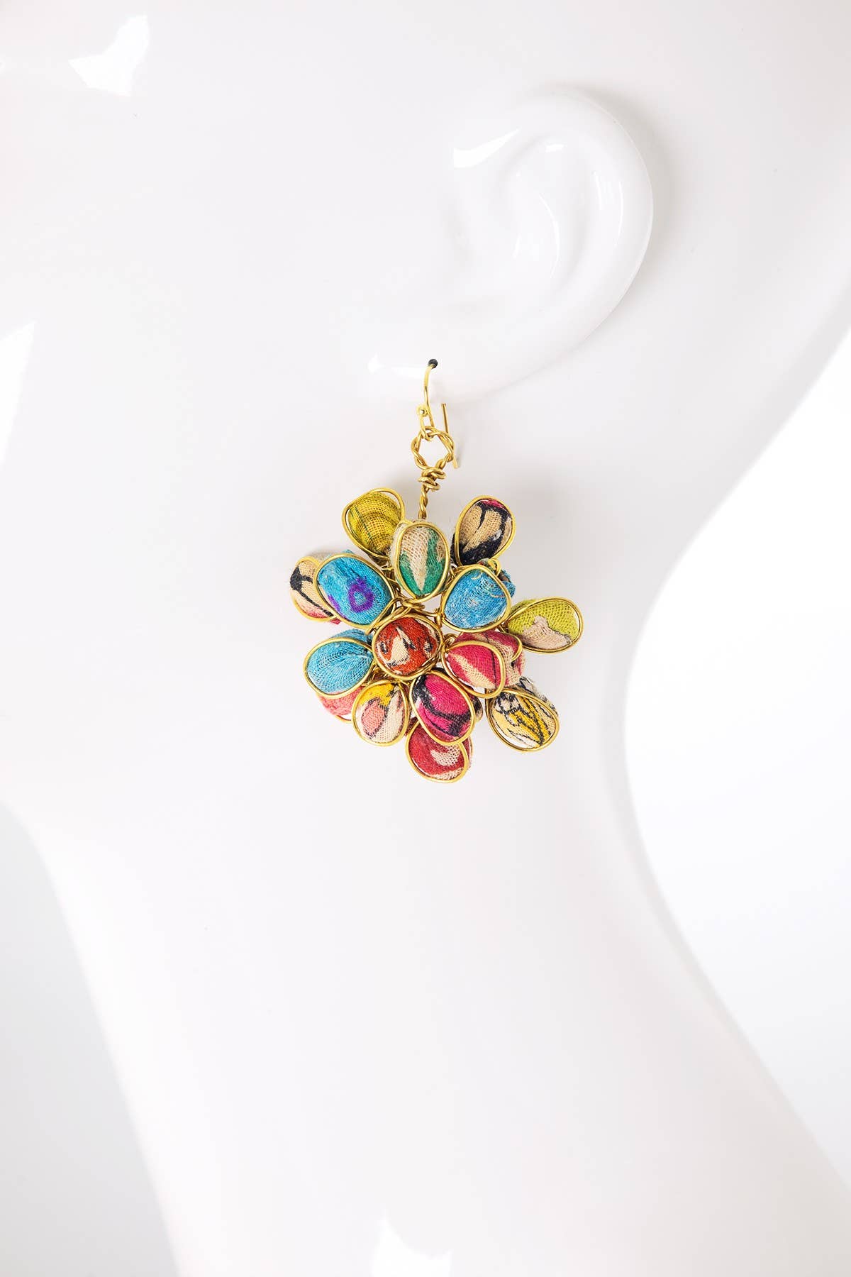 MULTI MUL  Handmade Wrapped Beaded Flower Earrings for wholesale on Faire4