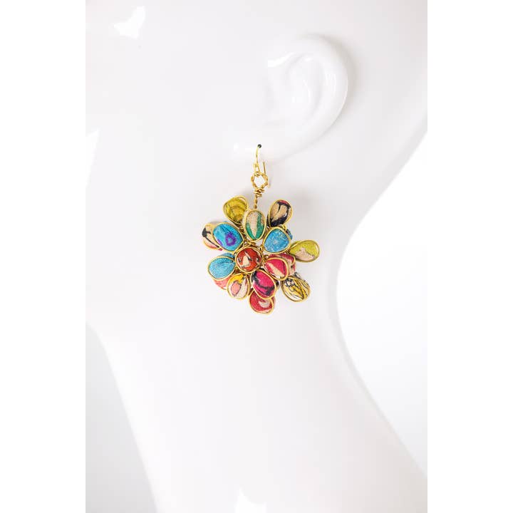 MULTI MUL Handmade Wrapped Beaded Flower Earrings for wholesale on Faire4