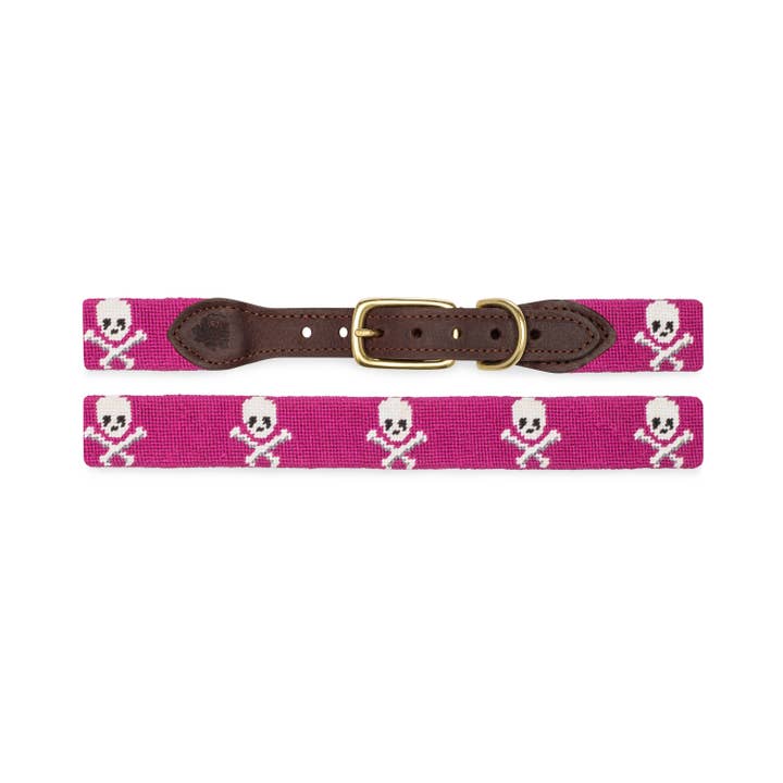 Good Threads - Wholesale Pet Collar - Dog - Skull And Crossbones Needlepoint Dog Collar