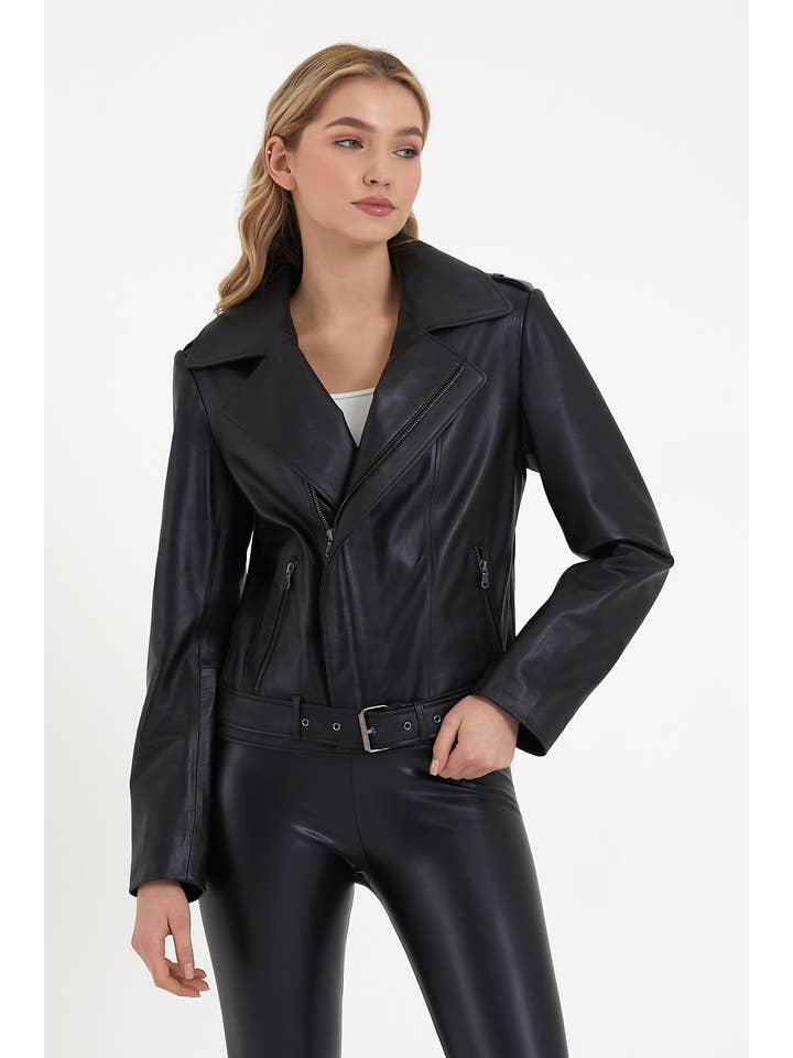 The Lud - Wholesale Leather Jacket - Women's - LAMB LEATHER BIKER1
