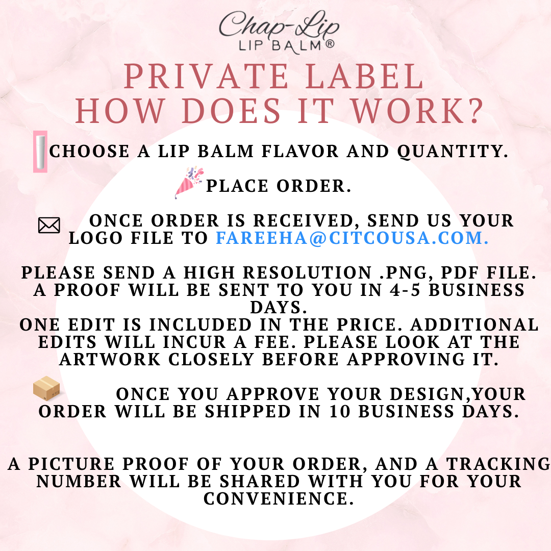 Chap-Lip - Wholesale Lip Balm - Private Label- 100% Natural Lip Balm (Get Your Logo Printed)1