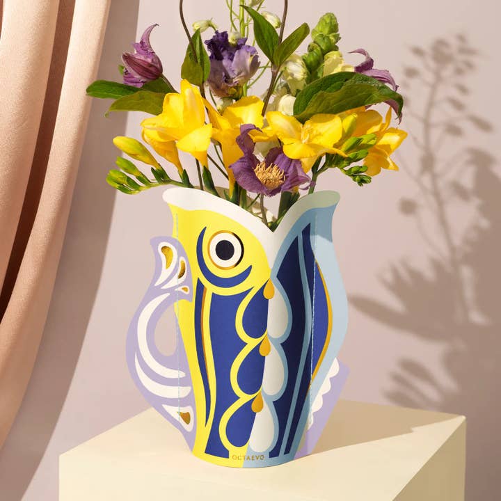 Octaevo Mini Vase en Papier Poisson (Lilas), Ensemble Vase à Fleurs & Carte pour la vente par 54 Celsius