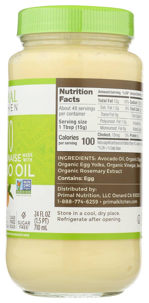 KeHE Distributors, LLC - Vente Mayonnaise - Mayo Primal Kitchen à l'huile d'avocat 24 oz1