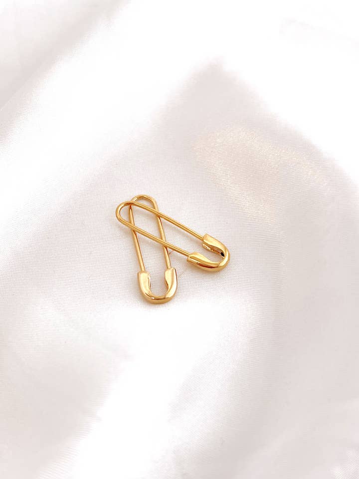 Safety Pin Earrings (Gold + Silver) for wholesale by Golden Hour Designs