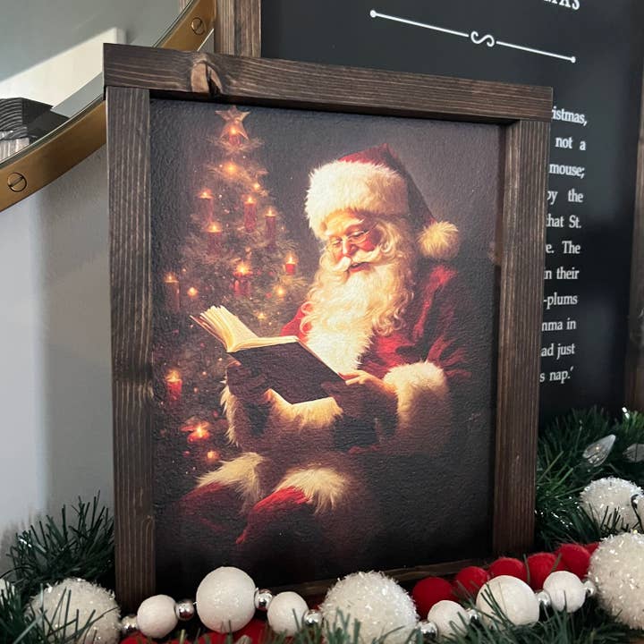vintage santa reading wood sign for wholesale by This Phrase of Life