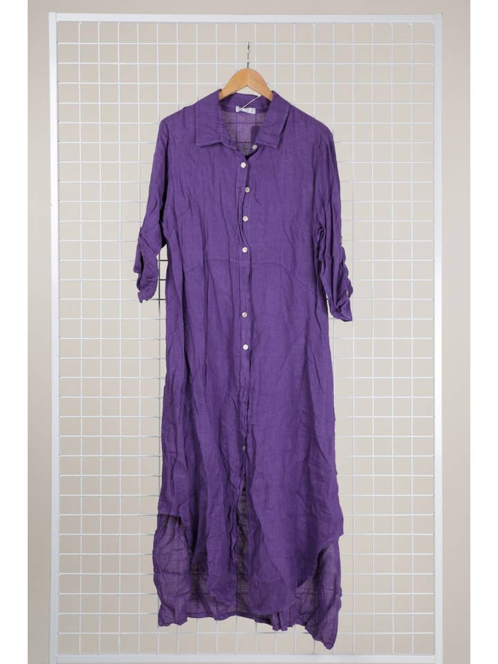 la maison des fibres naturelles - Wholesale Button Down Shirt - Women's - Long shirt dress 68036 100% LINEN19