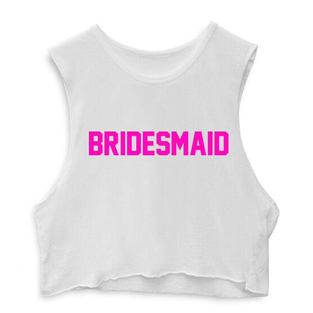Private Party - Wholesale Tank Top - Women's - BRIDESMAID // PINK TEXT  [CROP MUSCLE TANK]0