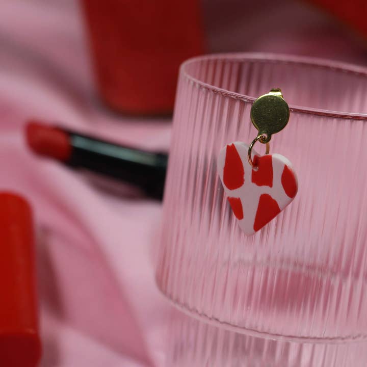 Ohrhänger - Der Roméo & Juliette Terazzo Rot für den Großhandel von Club Paillettes