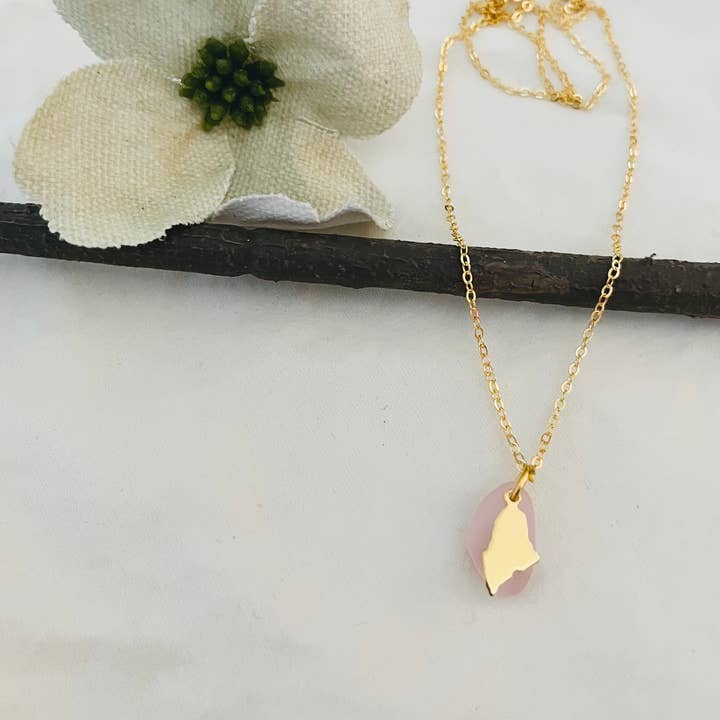 Liv Free Designs - Vente Colliers à pendentif - Collier en verre doré de la mer du Maine2