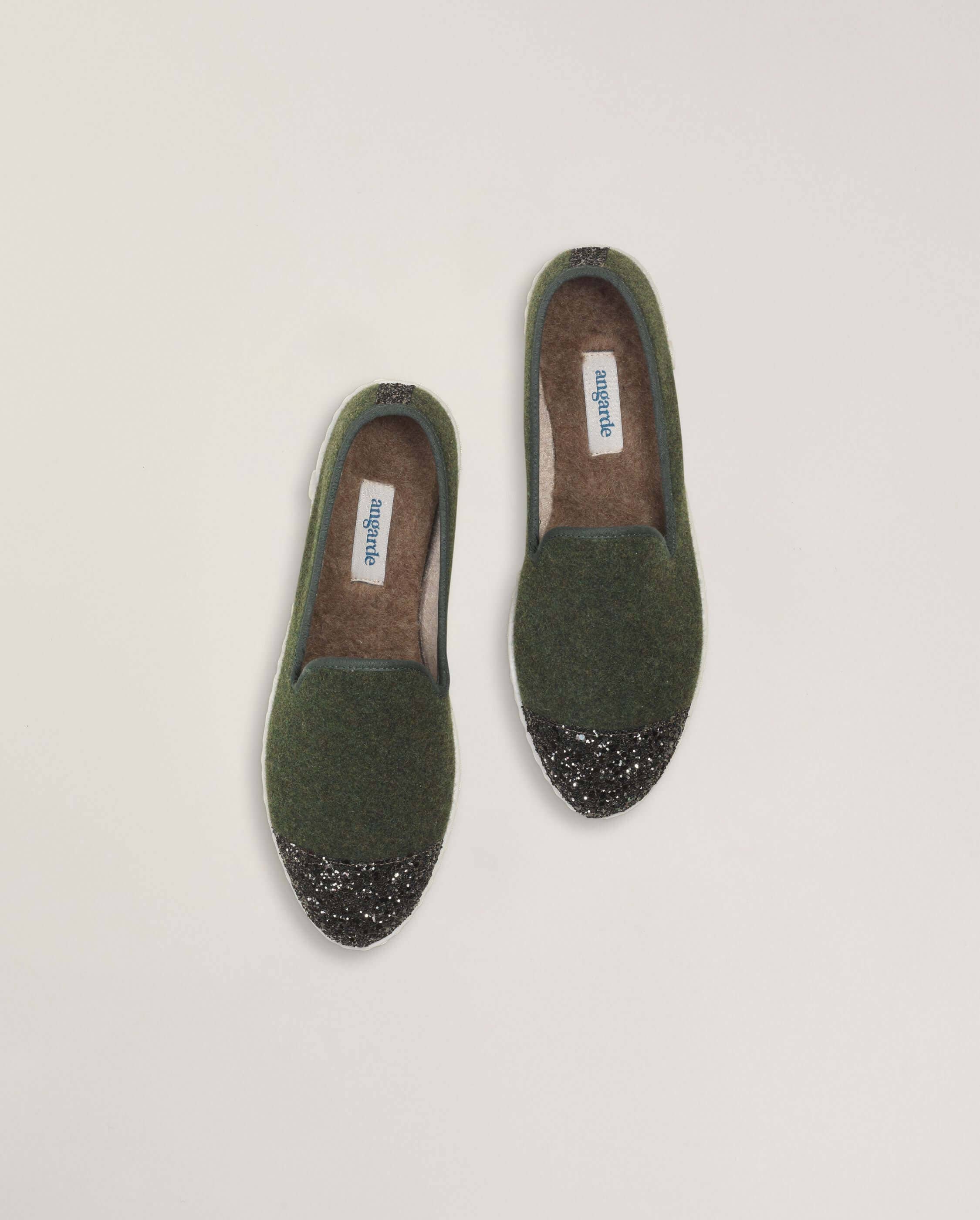 Angarde - Wholesale Slippers - Women's - Women's wool slipper, green sequins4