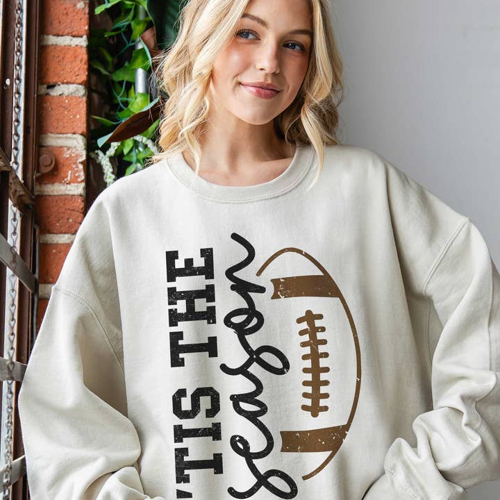 'TIS THE SEASON FOOTBALL Oversized Graphic Sweatshirt for wholesale by BLUME & CO.