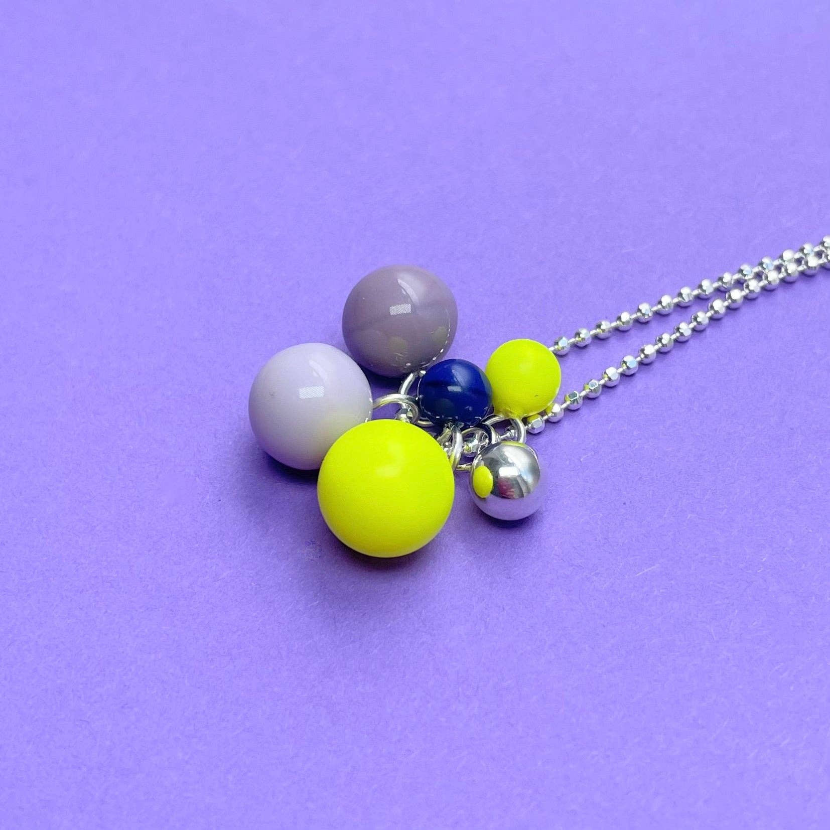 BaBa Jewellery for happiness - Wholesale Pendant/Charm Necklace - Silver necklace with 6 pendants "YELLOW"0
