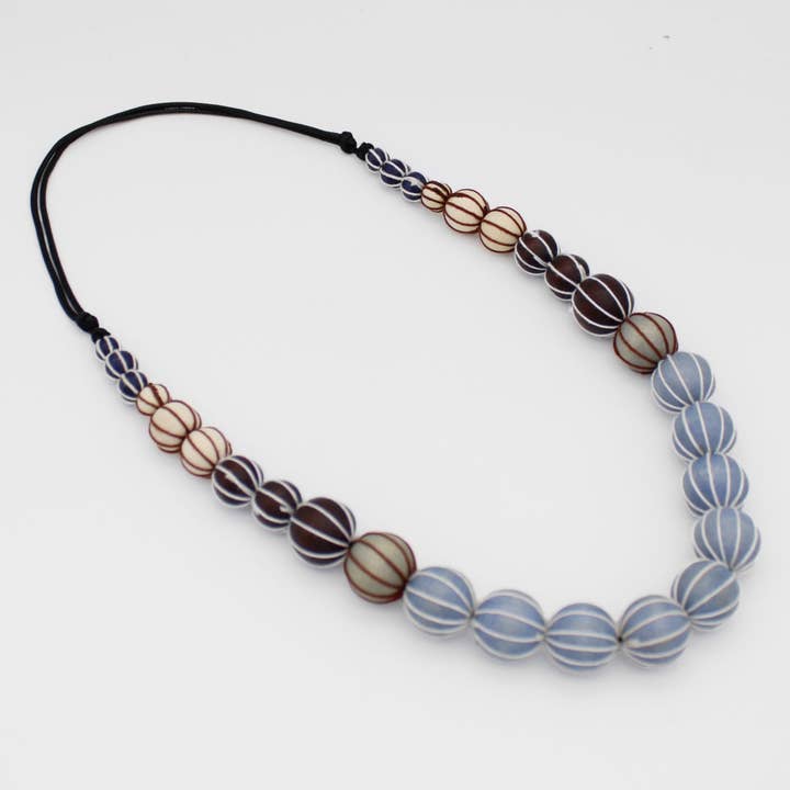 Sylca Designs - Wholesale Beaded/pearl necklace - Brown Pietra Graduated Wrapped Bead Necklace2