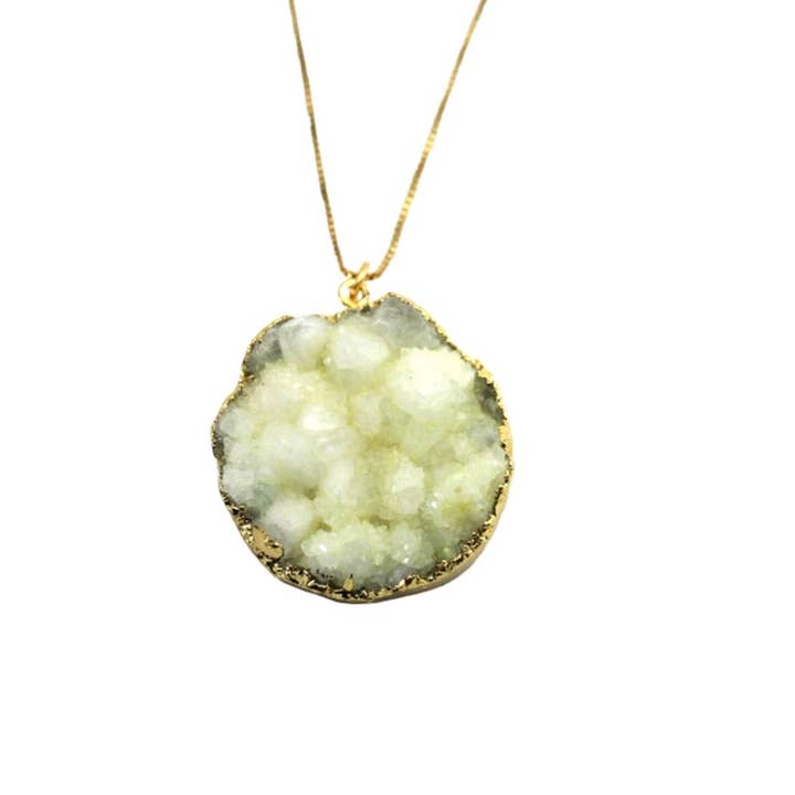 Yellow Druzy Quartz Pendant Necklace for wholesale by Camba Jewelry