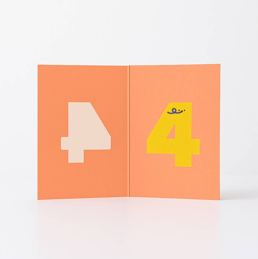 Rumble Cards - Wholesale Birthday Card - Age  4 - Die Cut - Cute Character  Fun Happy Birthday - Four1