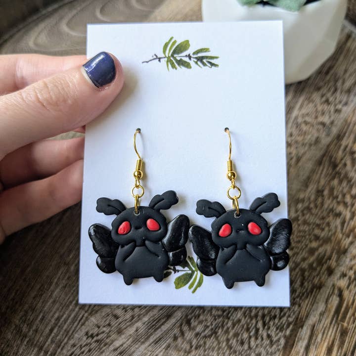 Stag and Branch - Wholesale Dangle Earrings - Moth Man Polymer Clay Earrings