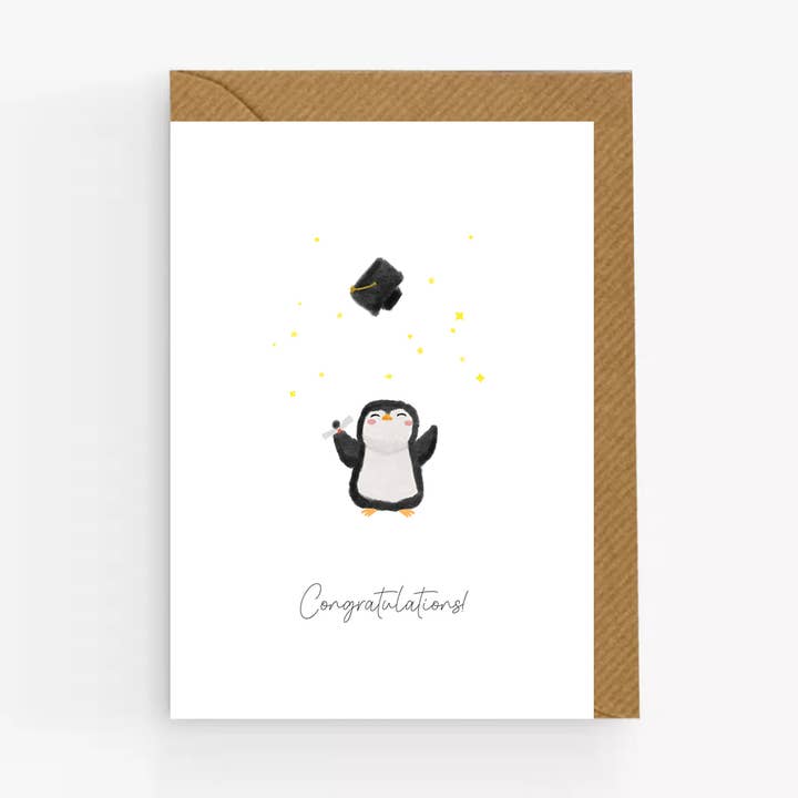 Cute Penguin Graduation Card for wholesale by Moonbean Designs
