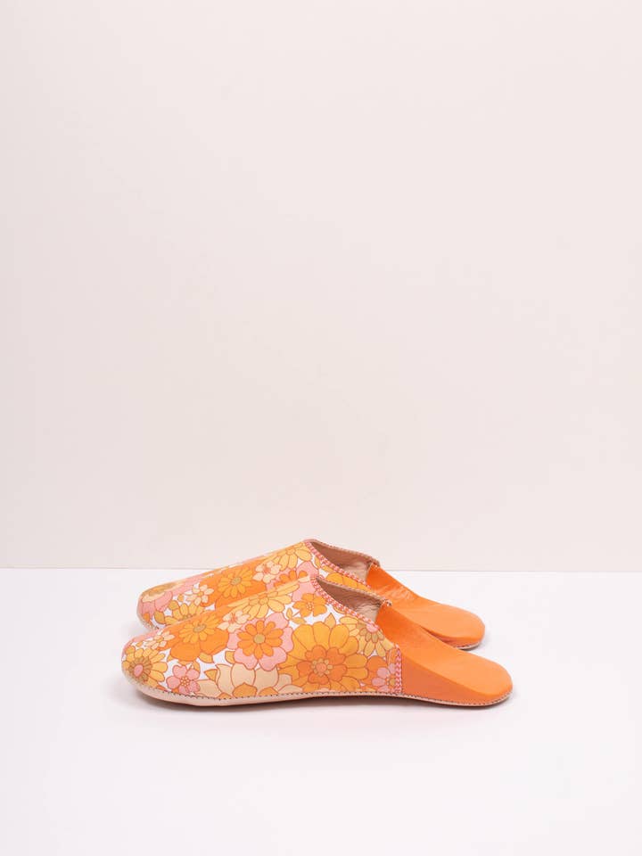 Bohemia Design – wholesale Slippers – Women's – Margot Floral Babouche Slippers, Tangerine