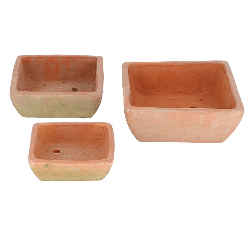 Esschert Design USA - Wholesale Plant Pot - Aged Terracotta Set of 3 Square Flower Pots1