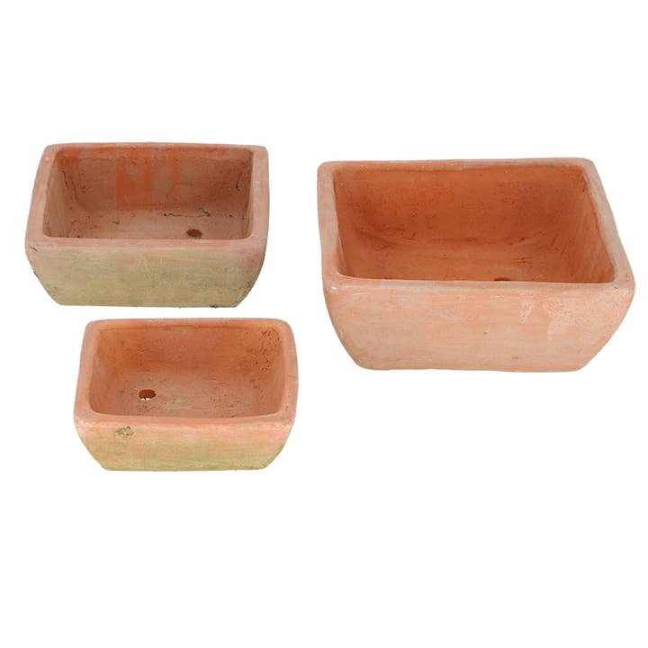 Esschert Design USA - Wholesale Plant Pot - Aged Terracotta Set of 3 Square Flower Pots1