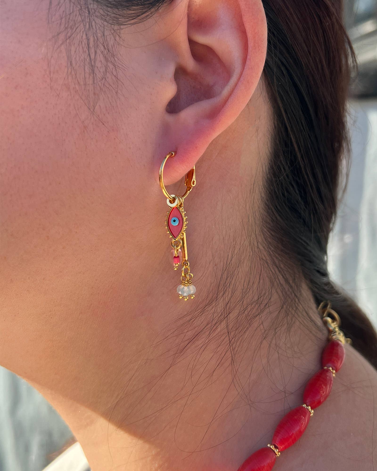 Jazu Jewellery - Wholesale Dangle Earrings - Nona earrings with gold charms and semi-precious stones4