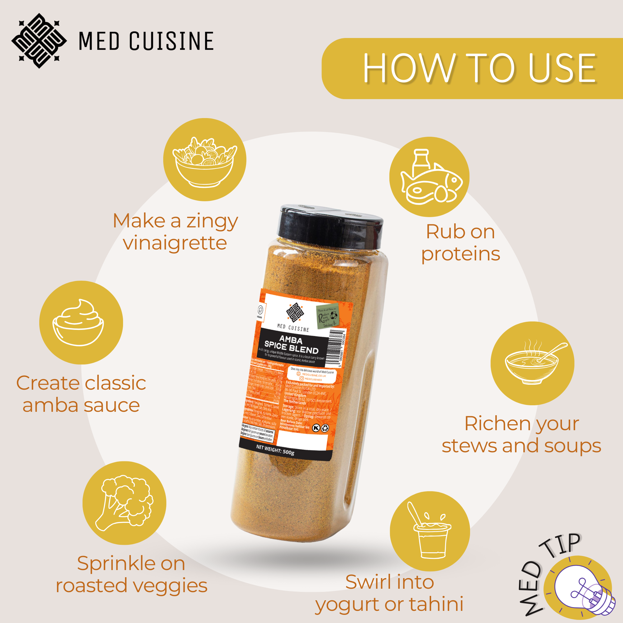 Med Cuisine – wholesale Dried spice mix – Amba Spice Blend - 500GR1