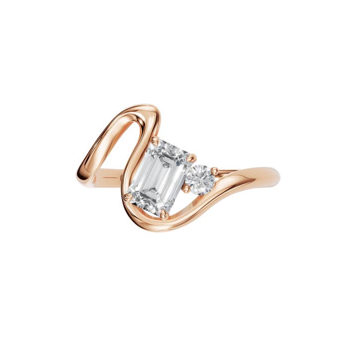 Bague Élégante en Or avec Deux Diamants de 1ct Design Croisé pour la vente par PureYou Jewelry