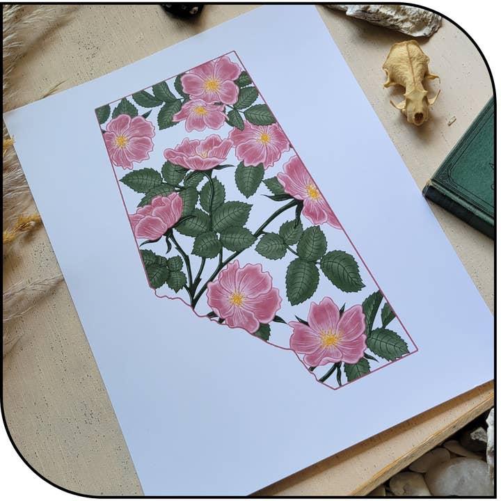 Alberta Canada Provincial Art Print for wholesale by The Hollowbird