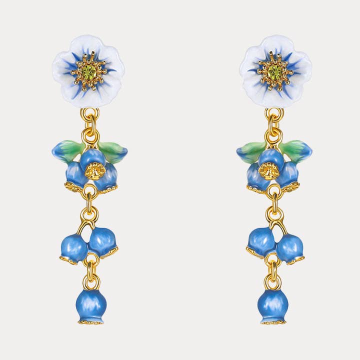 Blueberry Flower Tassel Earrings for wholesale by Verdivine