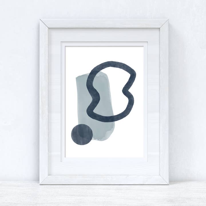Blues Abstract 3 Colour Shapes Home Print for wholesale by WinsterCreations™