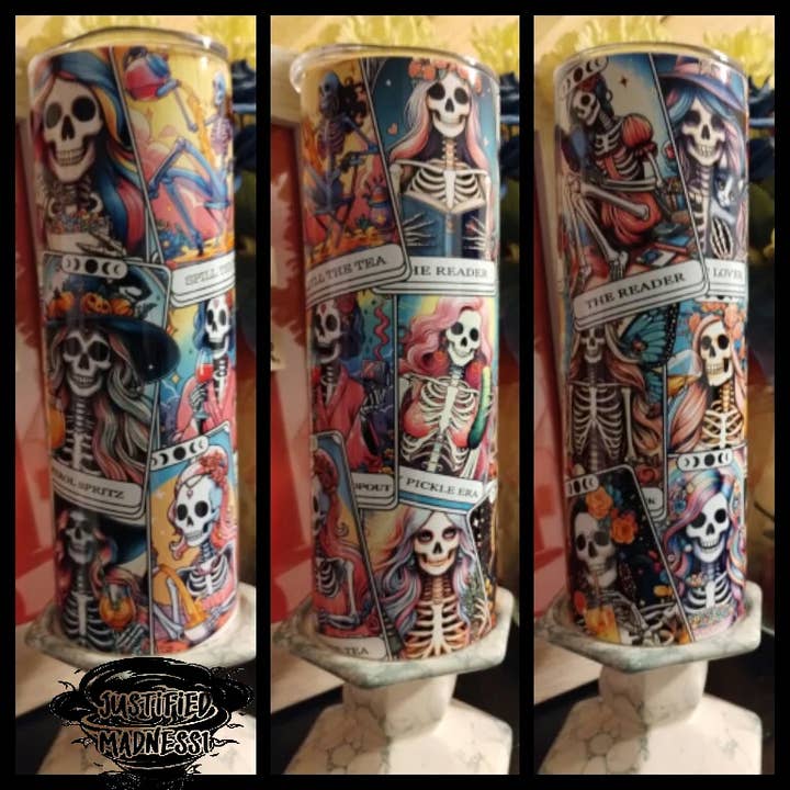 Skeletion Tarot Card 20oz Tumbler Phsyical Item for wholesale by Justified Madness1