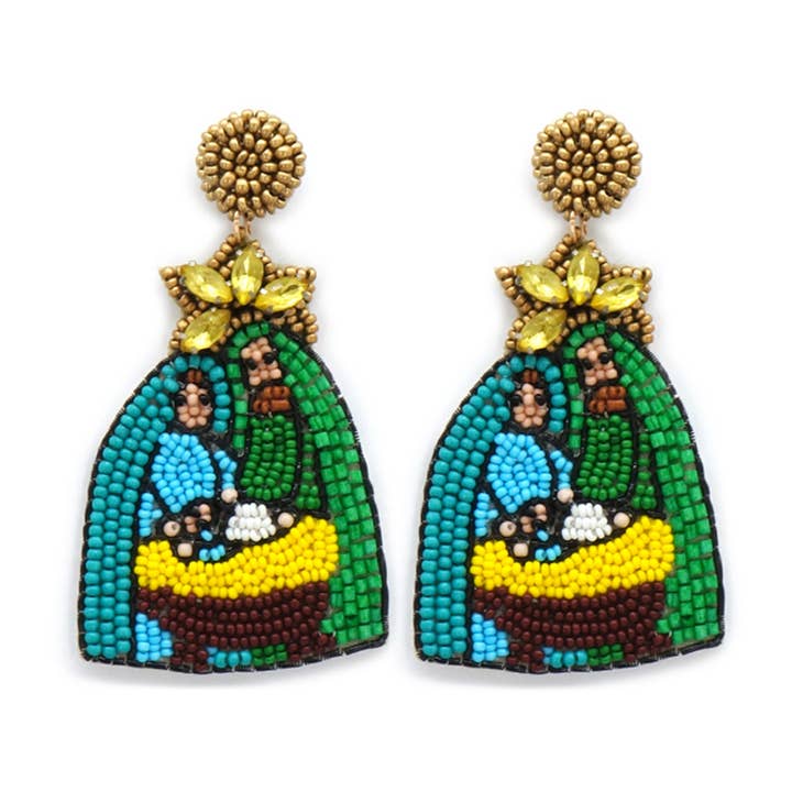 GR CHRISTMAS NATIVITY SEED BEAD EARRINGS, 13 6598 for wholesale on Faire