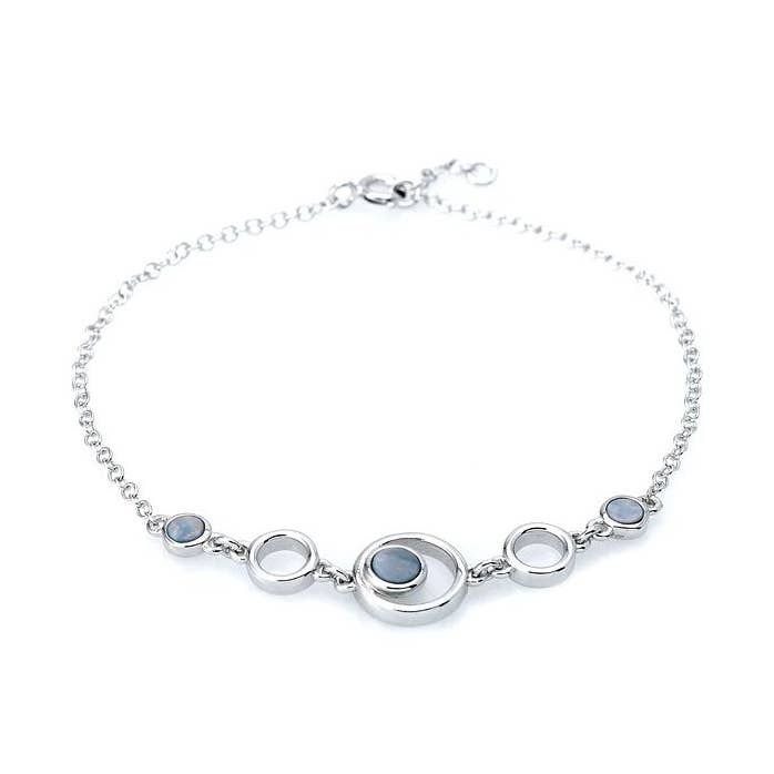 Round doublet blue opal bracelet, sterling silver 925, 18+1 cm for wholesale by OPALOOK France