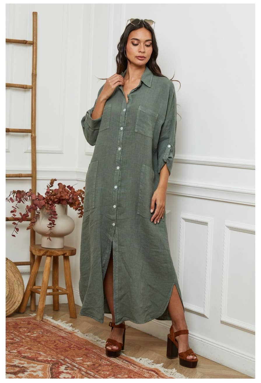 LÉA & LUC - Wholesale Dress - Women's - Long Dresses in 100% Linen REF. 114931