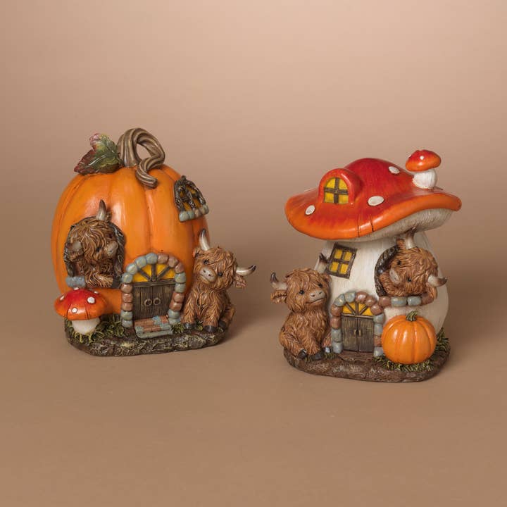 Gerson Fall/Harvest 6.3"H Resin Harvest House w/ Highland Co for wholesale by The Gerson Companies